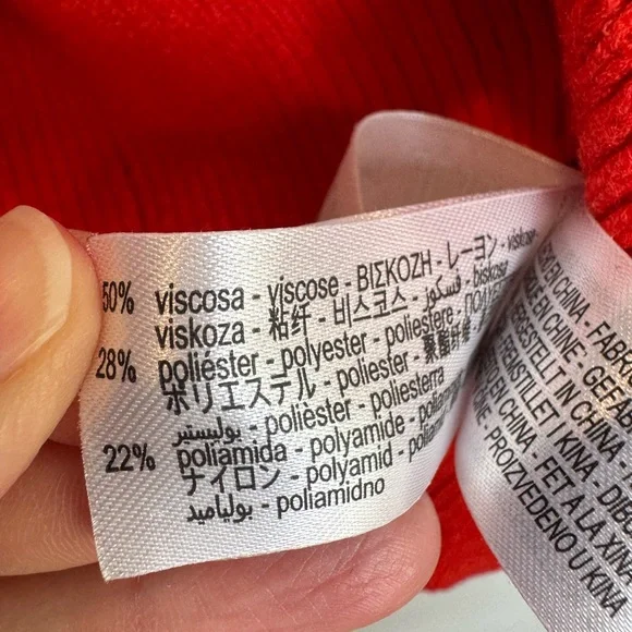 Zara Women's Red knit Crewneck wide 3/4 sleeve Sweater size medium - Picture 5 of 8
